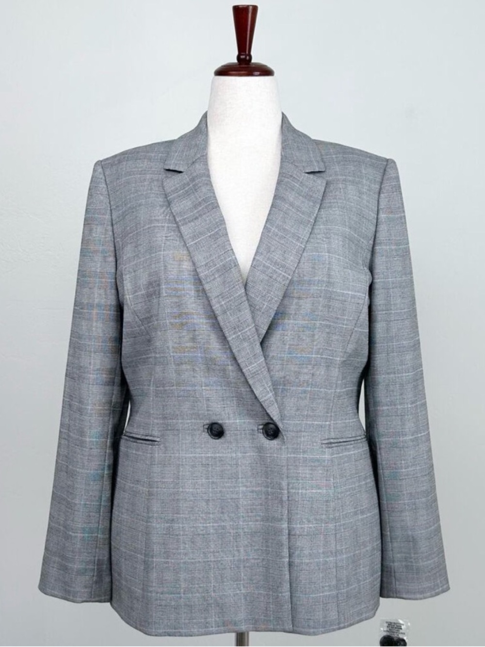 Antonio Melani Gray Plaid Tailored Office Business Jacket Modern Blazer  NWT